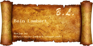Bein Lambert névjegykártya